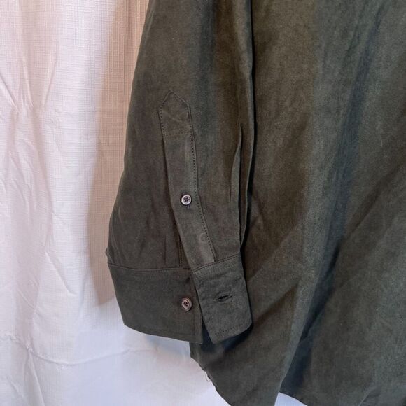 Covington Dark Green Microsuede Long Sleeve Dressy Button Front Shirt Size XL - Picture 8 of 10